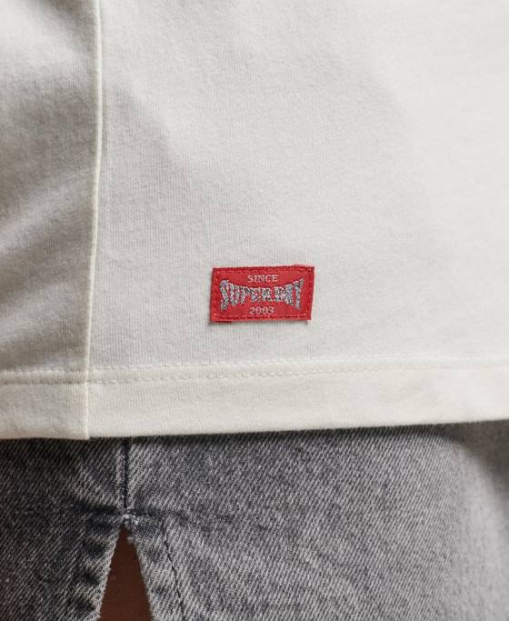 Superdry tricou colegial cu scripturi vintage din bumbac organic îmbrăcăminte alb femei JX0Z2291