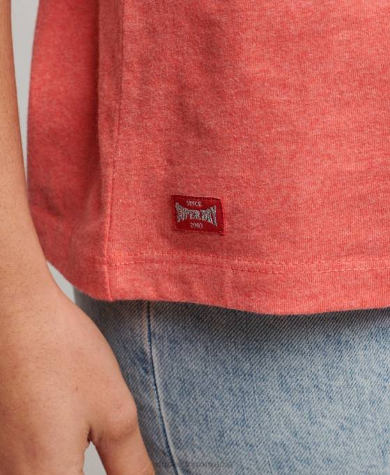 Superdry tricou colegial cu scripturi vintage din bumbac organic îmbrăcăminte coral femei JX0Z2247