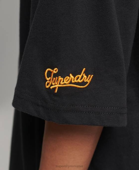 Superdry tricou colegial de epocă îmbrăcăminte negru femei JX0Z6217