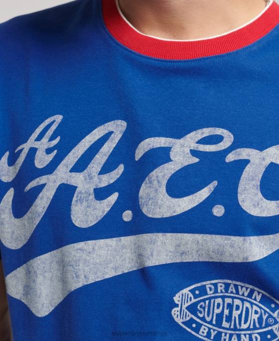 Superdry tricou colegial îmbrăcăminte albastru bărbați JX0Z4961