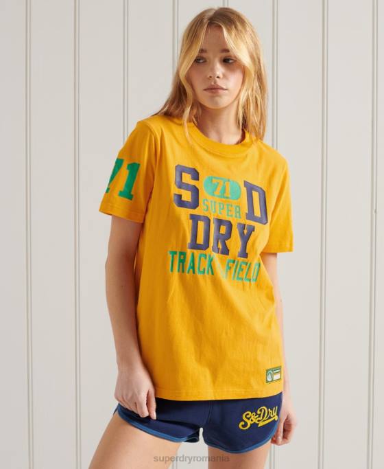 Superdry tricou colegiu atletic îmbrăcăminte aur femei JX0Z2795