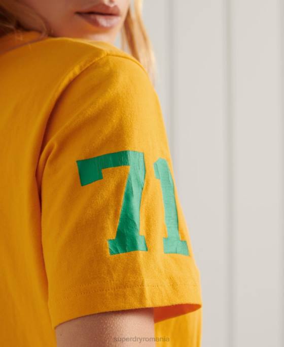 Superdry tricou colegiu atletic îmbrăcăminte aur femei JX0Z2795