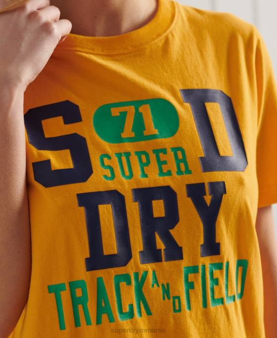 Superdry tricou colegiu atletic îmbrăcăminte aur femei JX0Z2795