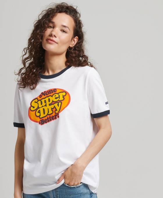 Superdry tricou cooper nostalgia îmbrăcăminte alb femei JX0Z6309