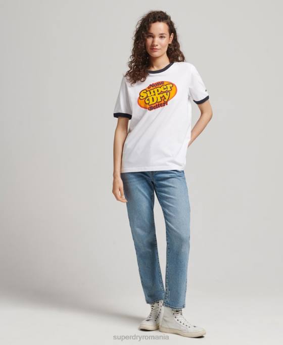 Superdry tricou cooper nostalgia îmbrăcăminte alb femei JX0Z6309