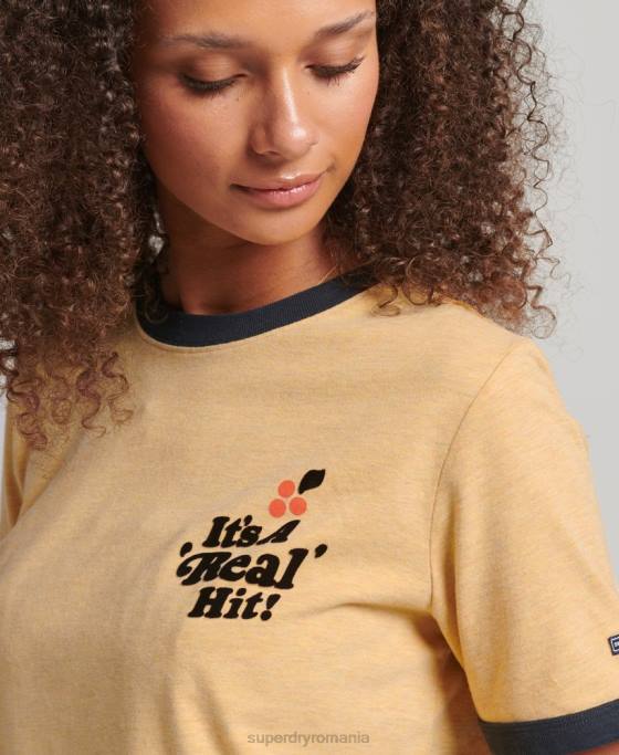Superdry tricou cooper nostalgia îmbrăcăminte galben femei JX0Z2813