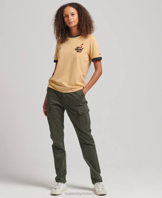 Superdry tricou cooper nostalgia îmbrăcăminte galben femei JX0Z2813