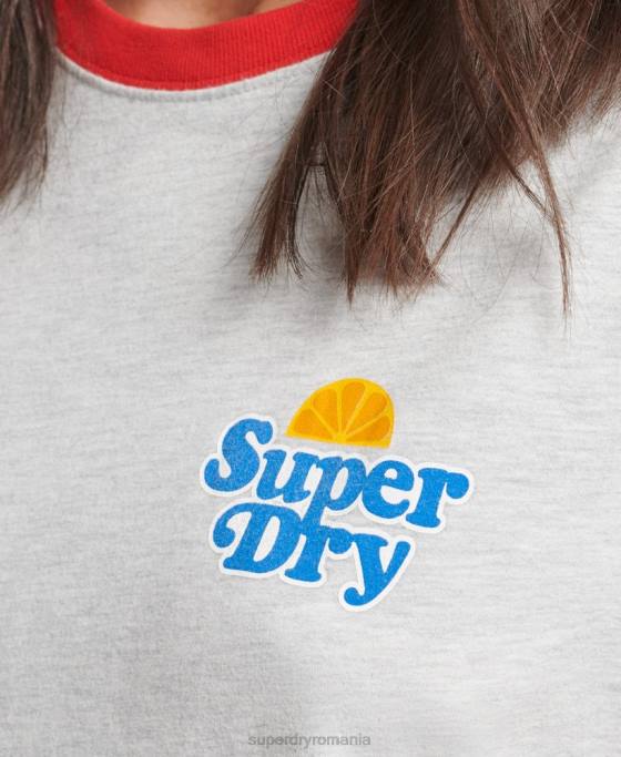 Superdry tricou cooper nostalgia îmbrăcăminte gri femei JX0Z6209