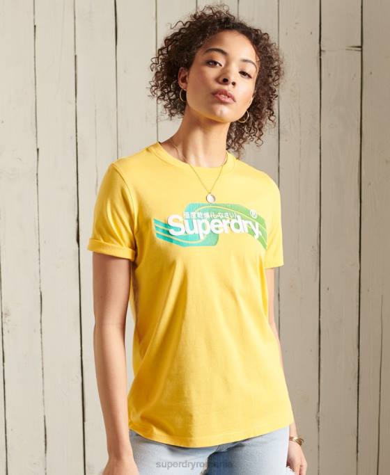 Superdry tricou core logo cali îmbrăcăminte galben femei JX0Z6263