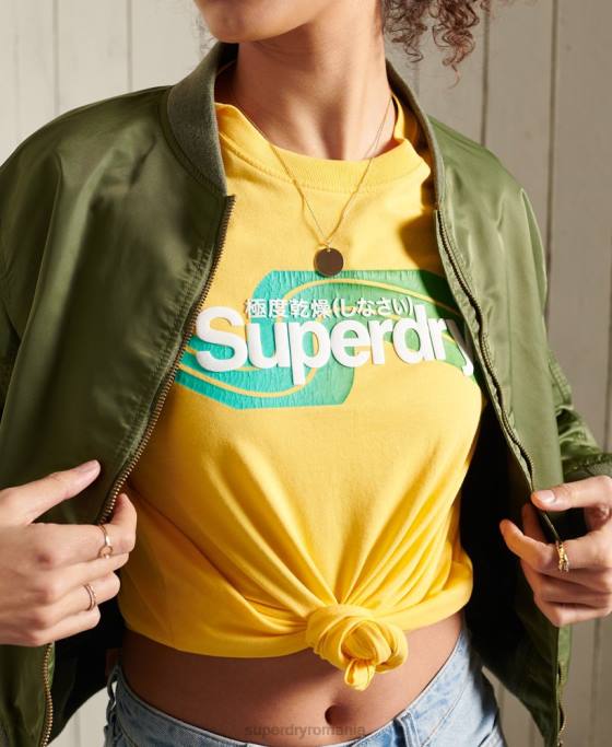 Superdry tricou core logo cali îmbrăcăminte galben femei JX0Z6263