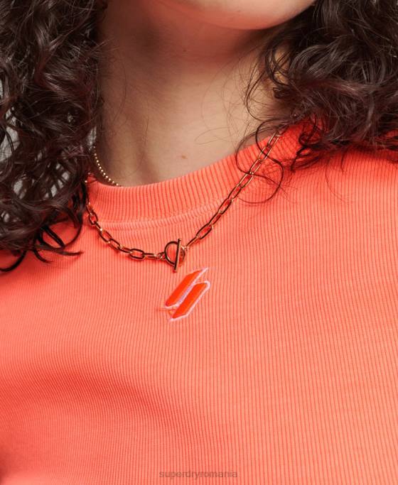 Superdry tricou crop esențial din bumbac organic îmbrăcăminte coral femei JX0Z6207