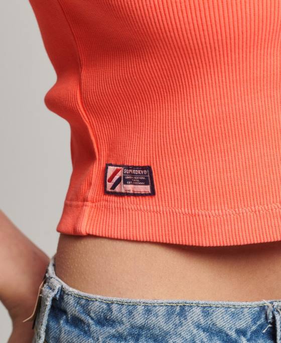 Superdry tricou crop esențial din bumbac organic îmbrăcăminte coral femei JX0Z6207