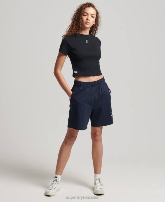 Superdry tricou crop esențial din bumbac organic îmbrăcăminte negru femei JX0Z6222
