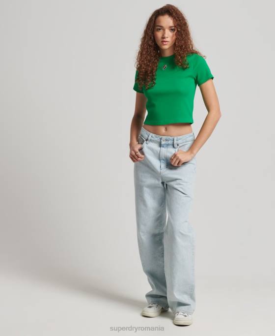 Superdry tricou crop esențial din bumbac organic îmbrăcăminte verde femei JX0Z2809
