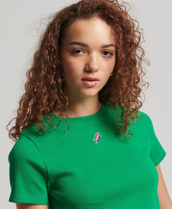 Superdry tricou crop esențial din bumbac organic îmbrăcăminte verde femei JX0Z2809