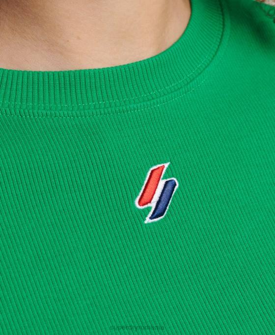 Superdry tricou crop esențial din bumbac organic îmbrăcăminte verde femei JX0Z2809