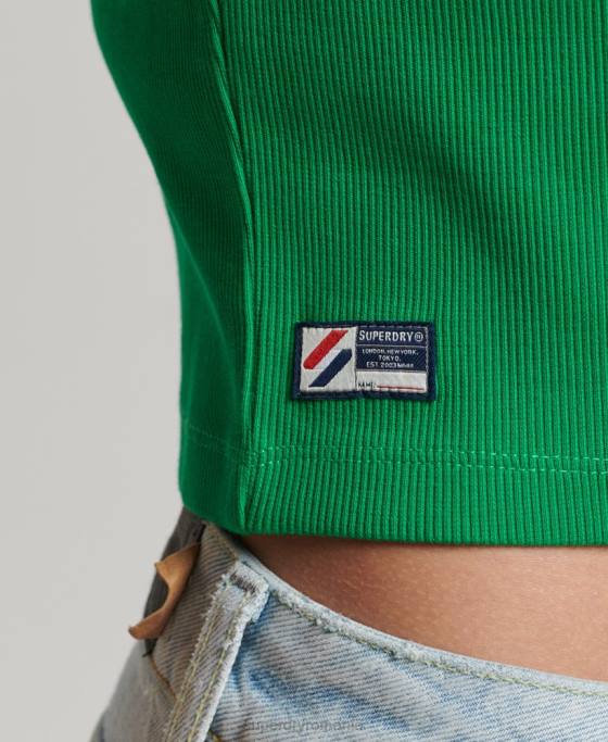 Superdry tricou crop esențial din bumbac organic îmbrăcăminte verde femei JX0Z2809