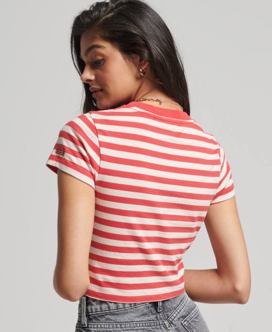 Superdry tricou crop vintage din bumbac organic îmbrăcăminte roșu femei JX0Z6235