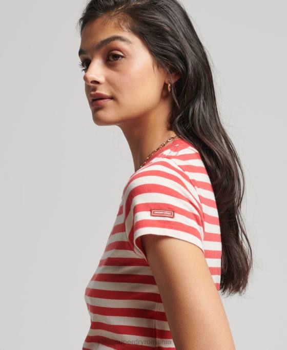 Superdry tricou crop vintage din bumbac organic îmbrăcăminte roșu femei JX0Z6235