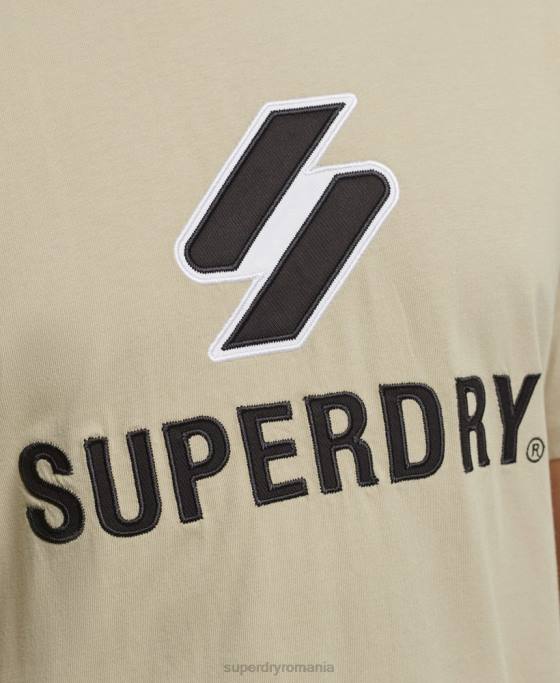 Superdry tricou cu aplicații stivuite cu sigla îmbrăcăminte bej bărbați JX0Z4815