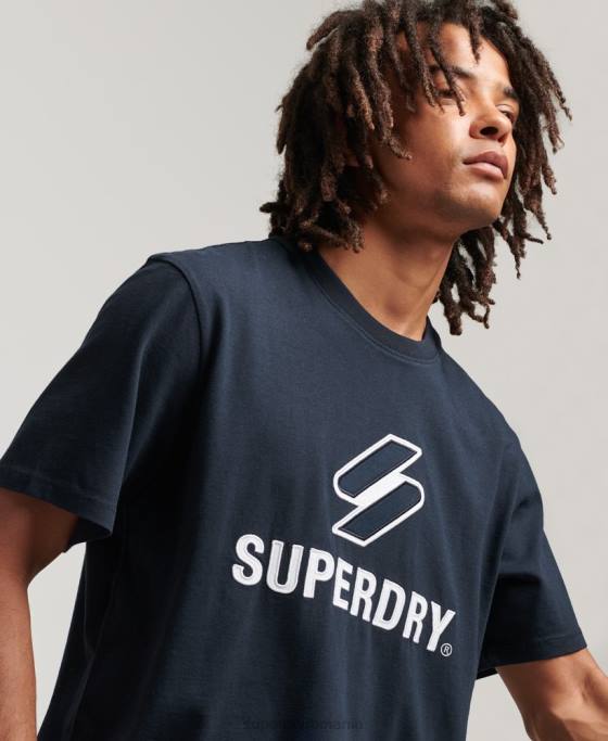 Superdry tricou cu aplicații stivuite cu sigla îmbrăcăminte marina bărbați JX0Z4880