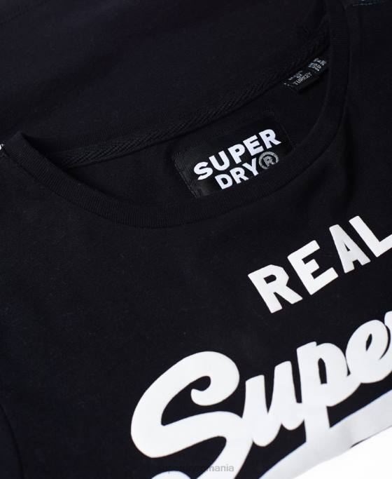 Superdry tricou cu bandă cu mâneci cu logo vintage îmbrăcăminte negru femei JX0Z2866