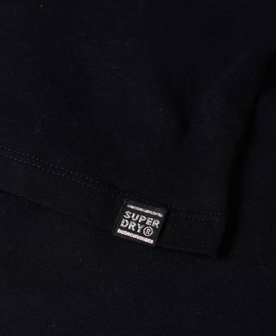 Superdry tricou cu bandă cu mâneci cu logo vintage îmbrăcăminte negru femei JX0Z2866