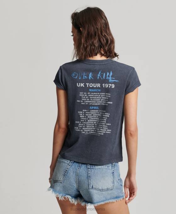 Superdry tricou cu bandă motorhead cu mânecă îmbrăcăminte negru femei JX0Z2642