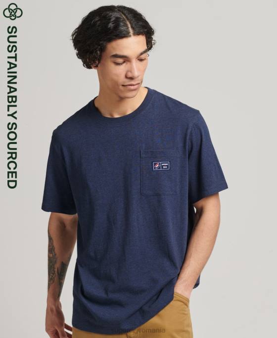 Superdry tricou cu buzunar cu logo din bumbac organic îmbrăcăminte albastru bărbați JX0Z4818