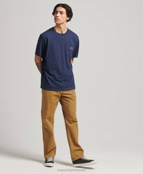 Superdry tricou cu buzunar cu logo din bumbac organic îmbrăcăminte albastru bărbați JX0Z4818