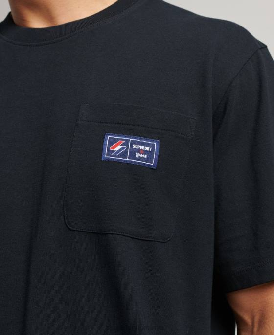 Superdry tricou cu buzunar cu logo din bumbac organic îmbrăcăminte negru bărbați JX0Z4891