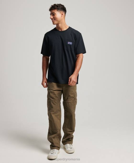 Superdry tricou cu buzunar cu logo din bumbac organic îmbrăcăminte negru bărbați JX0Z4891