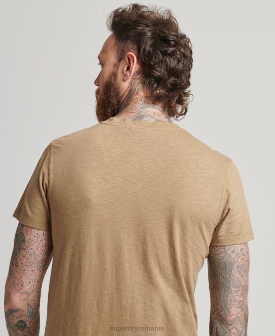Superdry tricou cu decolteu în V îmbrăcăminte maro bărbați JX0Z4923