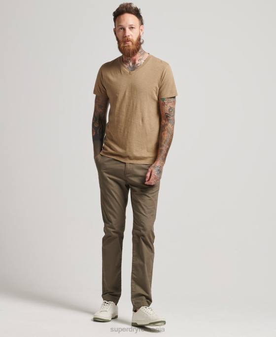 Superdry tricou cu decolteu în V îmbrăcăminte maro bărbați JX0Z4923