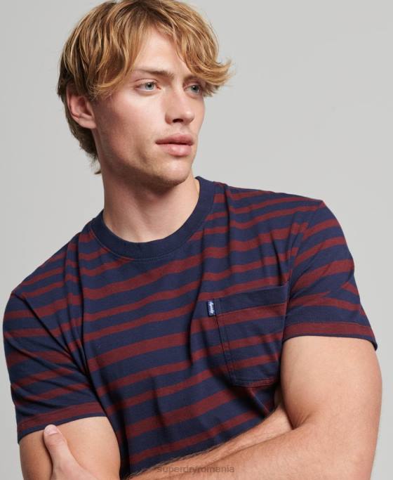 Superdry tricou cu dungi cu logo esențial din bumbac organic îmbrăcăminte marina bărbați JX0Z4825