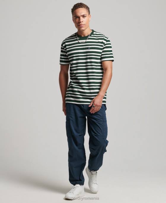 Superdry tricou cu dungi cu logo esențial din bumbac organic îmbrăcăminte negru bărbați JX0Z4827