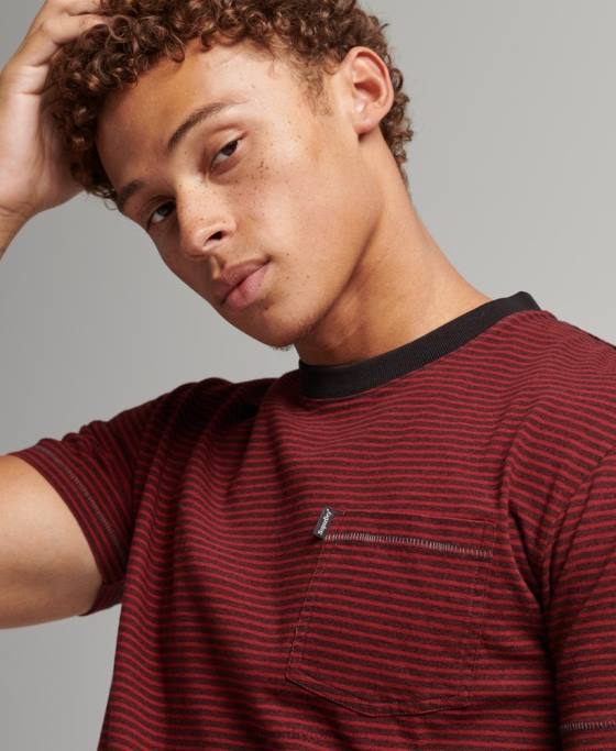 Superdry tricou cu dungi din bumbac organic îmbrăcăminte roșu bărbați JX0Z4944