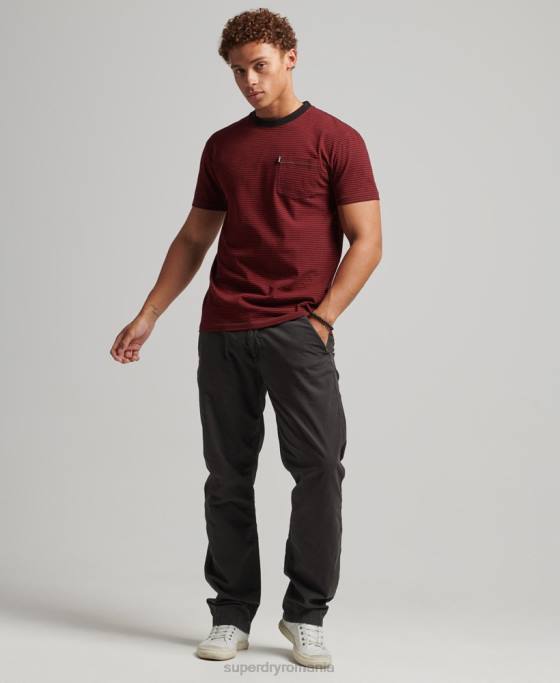 Superdry tricou cu dungi din bumbac organic îmbrăcăminte roșu bărbați JX0Z4944