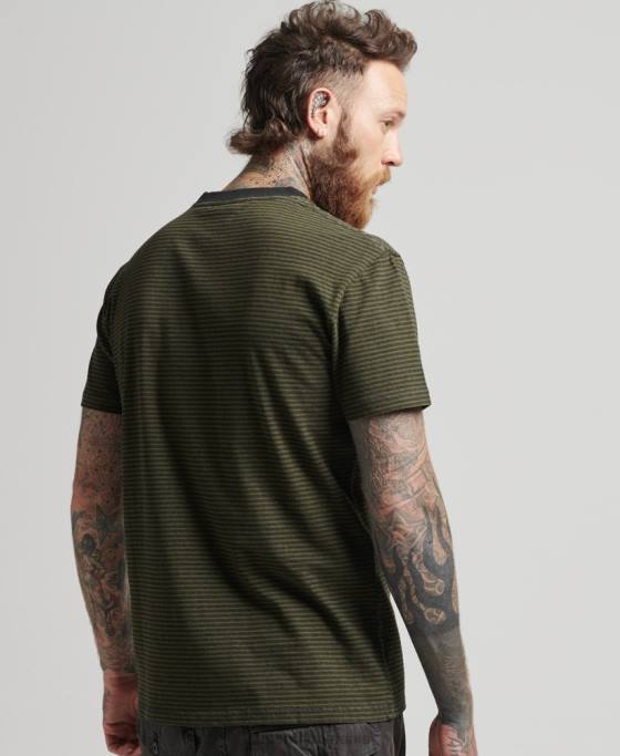 Superdry tricou cu dungi din bumbac organic îmbrăcăminte verde bărbați JX0Z4882