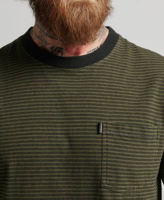 Superdry tricou cu dungi din bumbac organic îmbrăcăminte verde bărbați JX0Z4882