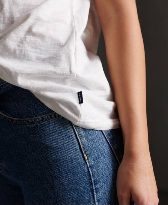 Superdry tricou cu dungi retro îmbrăcăminte alb femei JX0Z2830