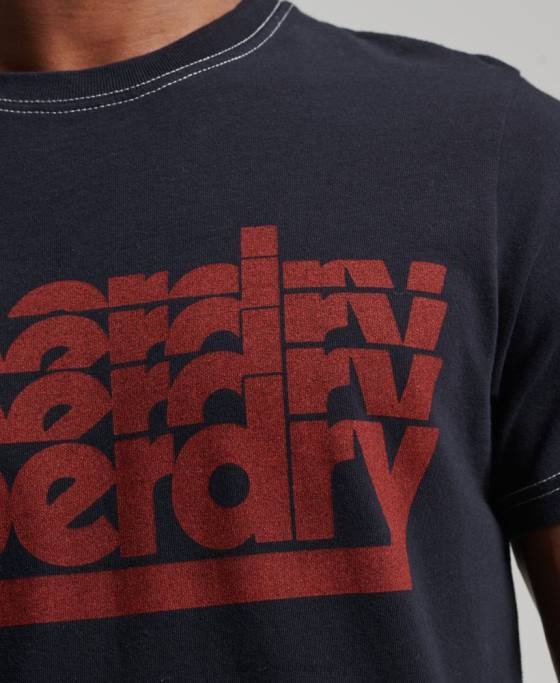 Superdry tricou cu dungi vintage anilor 70 îmbrăcăminte marina bărbați JX0Z4873