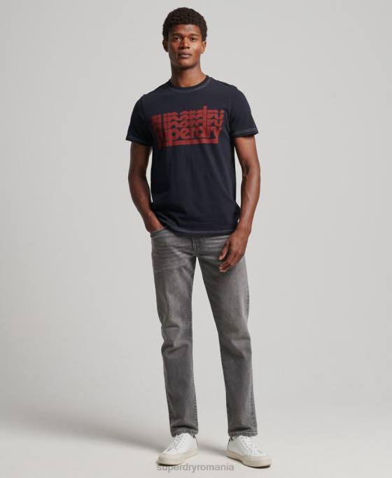 Superdry tricou cu dungi vintage anilor 70 îmbrăcăminte marina bărbați JX0Z4873