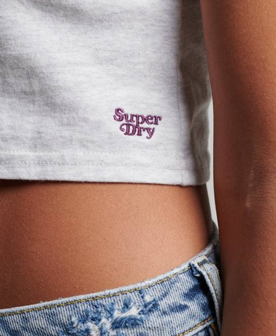 Superdry tricou cu dungi vintage îmbrăcăminte gri femei JX0Z2692