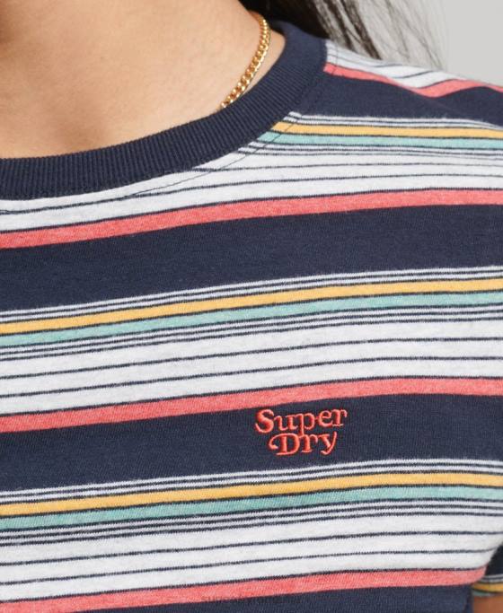 Superdry tricou cu dungi vintage îmbrăcăminte marina femei JX0Z2686