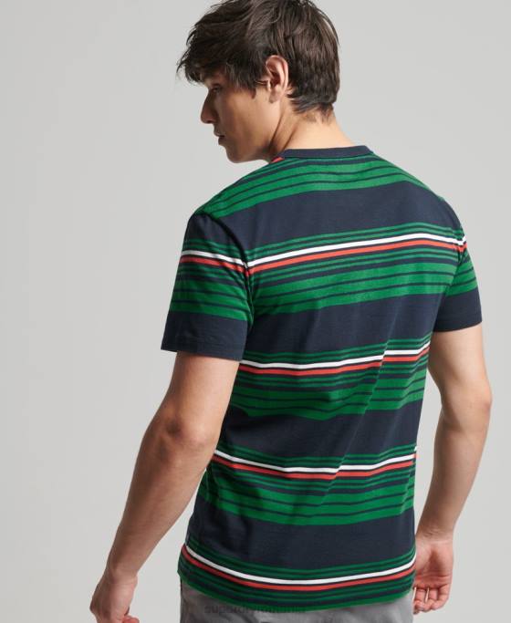 Superdry tricou cu dungi vintage îmbrăcăminte verde bărbați JX0Z4934