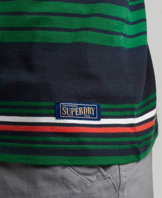Superdry tricou cu dungi vintage îmbrăcăminte verde bărbați JX0Z4934