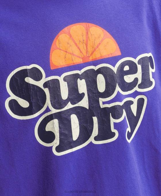 Superdry tricou cu grafic retro anilor 70 cooper îmbrăcăminte albastru deschis bărbați JX0Z4900
