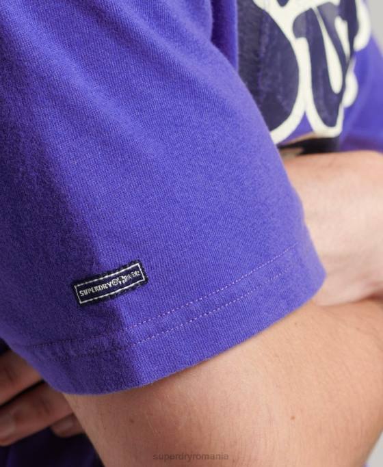 Superdry tricou cu grafic retro anilor 70 cooper îmbrăcăminte albastru deschis bărbați JX0Z4900