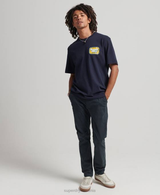 Superdry tricou cu grafic retro anilor 70 cooper îmbrăcăminte marina bărbați JX0Z4811
